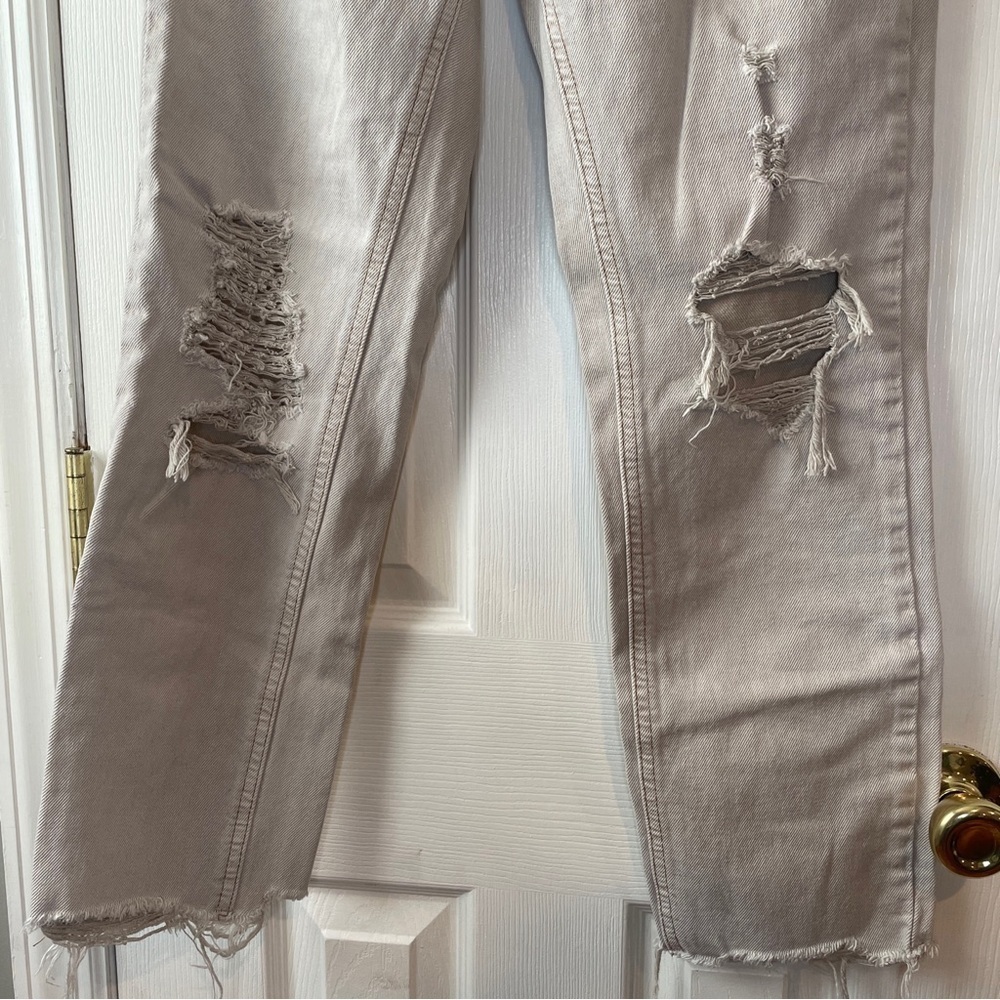 BDG Urban Outfitters Beige Distressed High Rise Slim Straight Jeans 26 - Picture 5 of 16